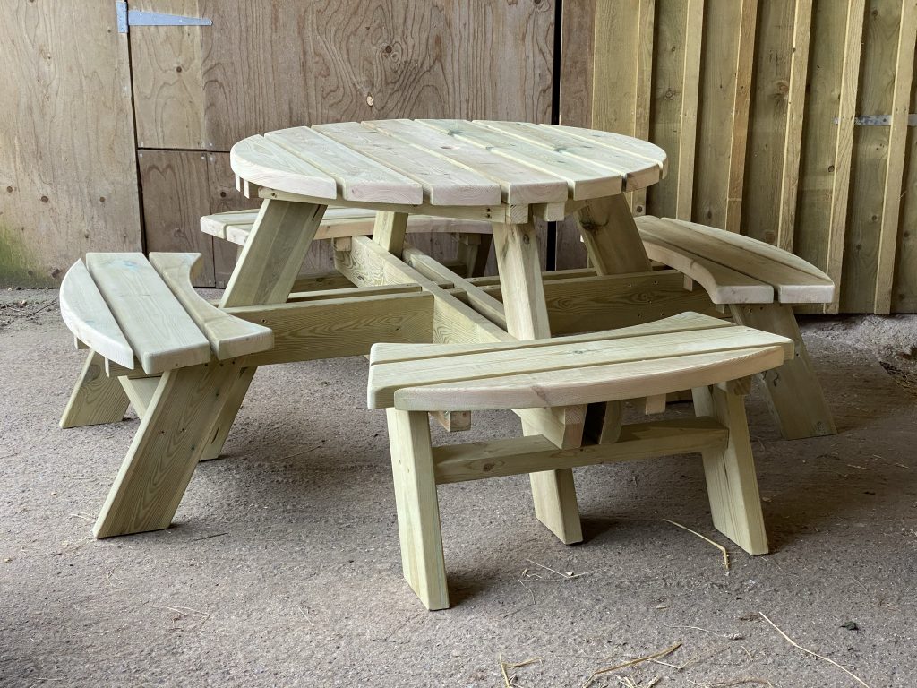 6 seater round picnic bench.