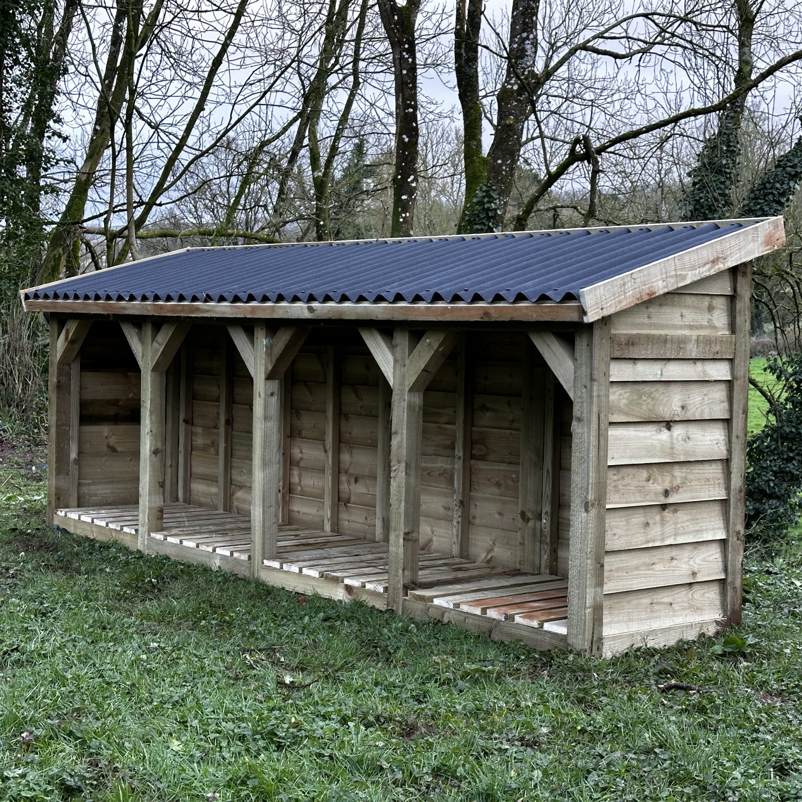 12ft log shed with onduline roofing