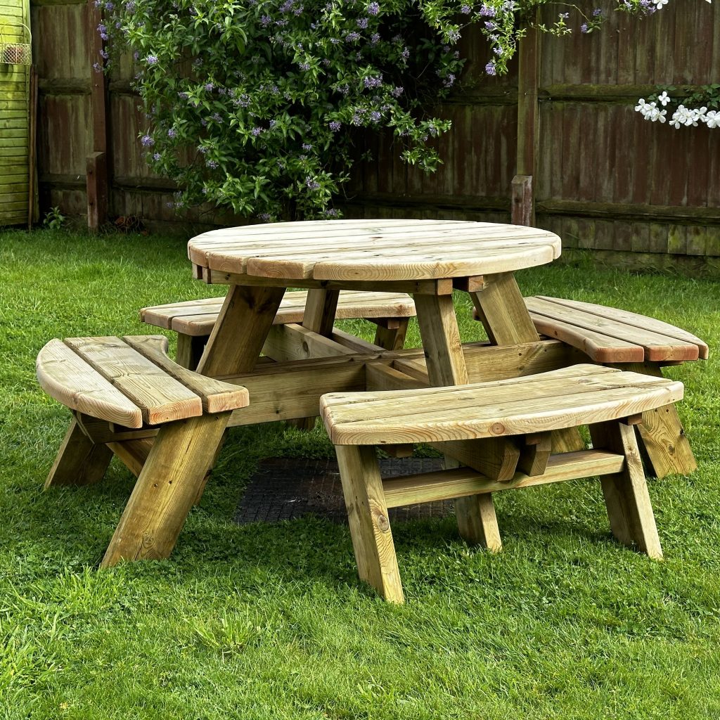 8 seater round picnic bench