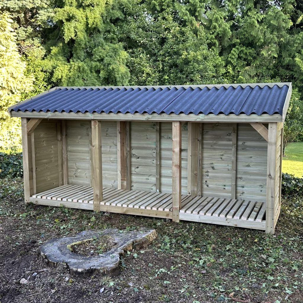 10ft log shed with onduline roof