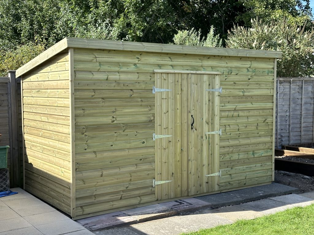 12x6 garden shed with double doors, pent roof